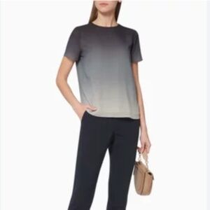 Theory Ombre Woven Silk Top Blue White Gray Blouse size Medium NWT